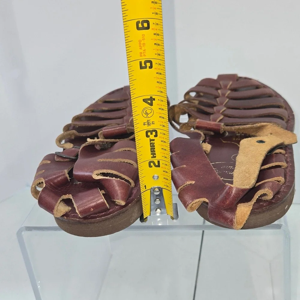 Sandalmaster Enrique Mens 9 Brown Leather Huarache Fisherman Sandals Flat Straps